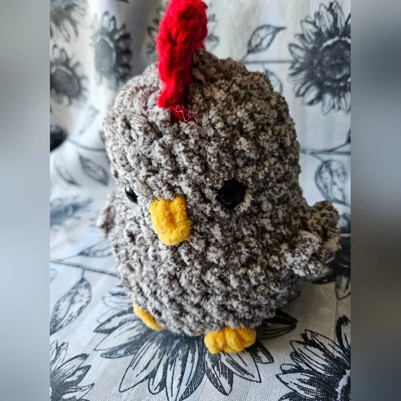 Crochet Black Speckled Rooster Amigurumi Plushie - Picture 8 of 16